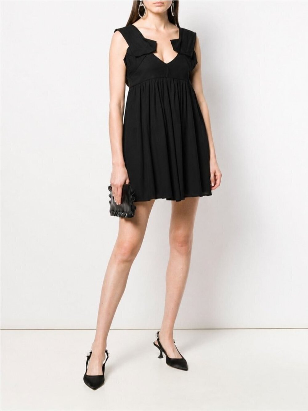 2000s Vintage Miu Miu Babydoll Flutter sleeve Dressโ NICOLE RICHIE Black Dress S